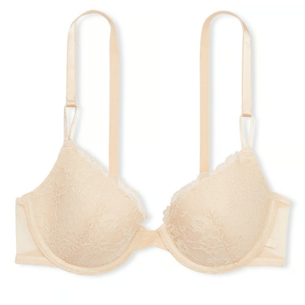 Victoria's secret  Sexy Tee Posey Lace Lightly Lined Demi bra nude beige 34D NEW
